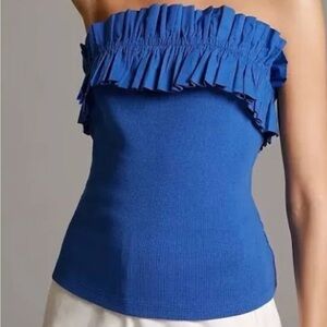 Anthropologie Ruffled Strapless Blouse